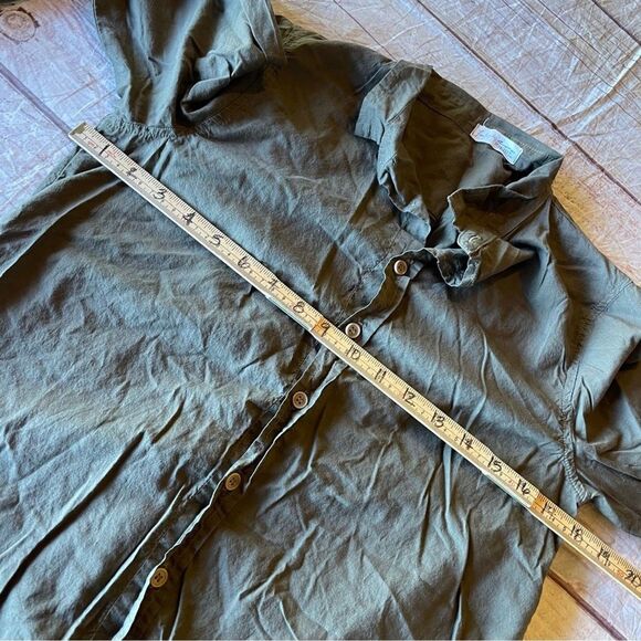 Free People x CP Shades High Low Button Down 100% Cotton Olive Brown Size XS - Picture 4 of 8